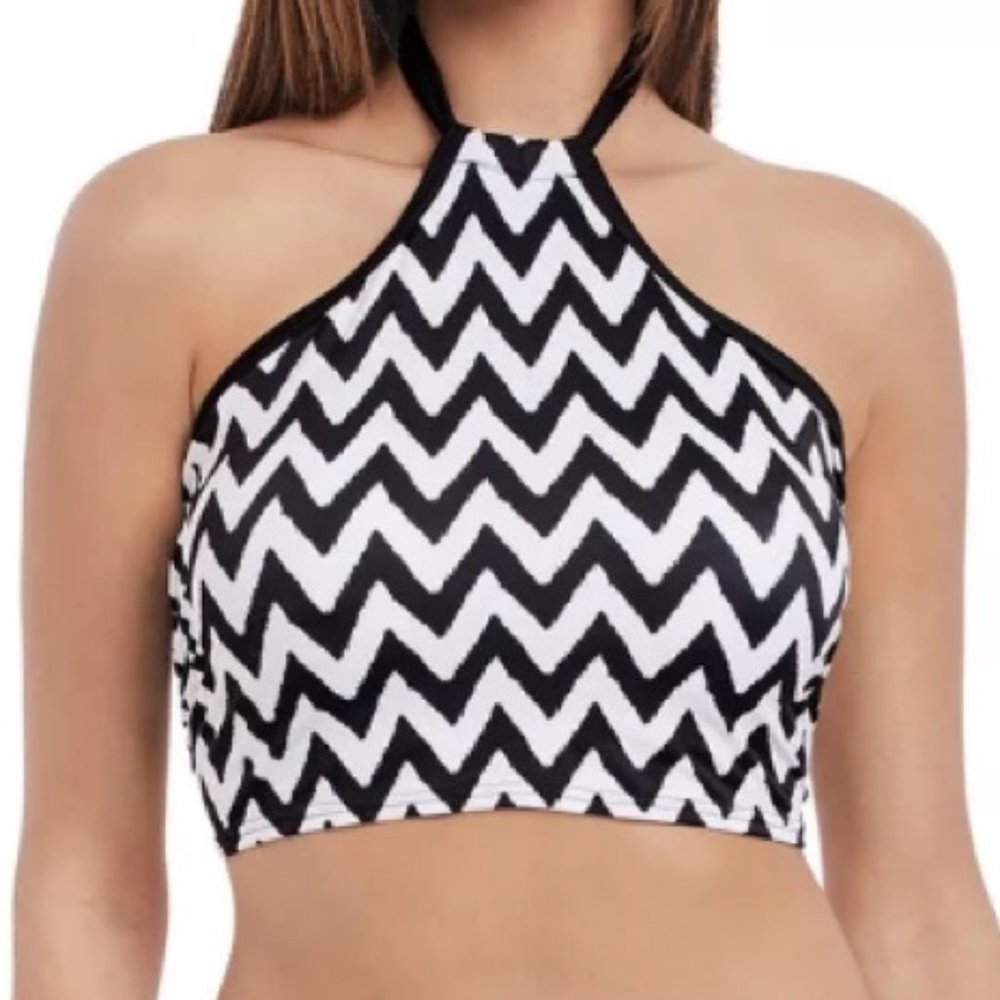 Freya High Neck Chevron Croptini Top